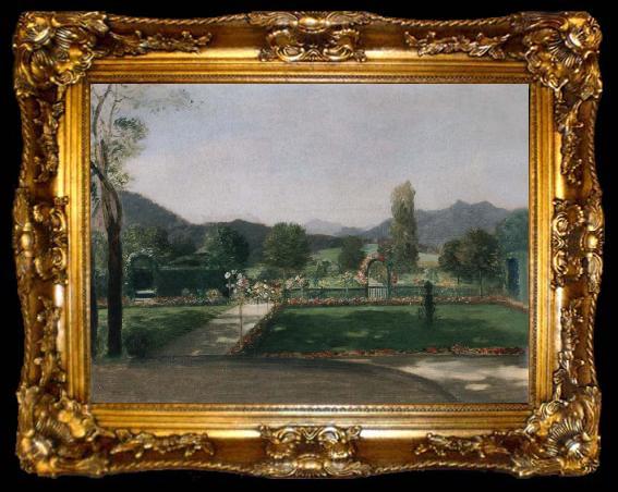 framed  Friedrich August von Kaulabch Garden in Ohlstadt, ta009-2